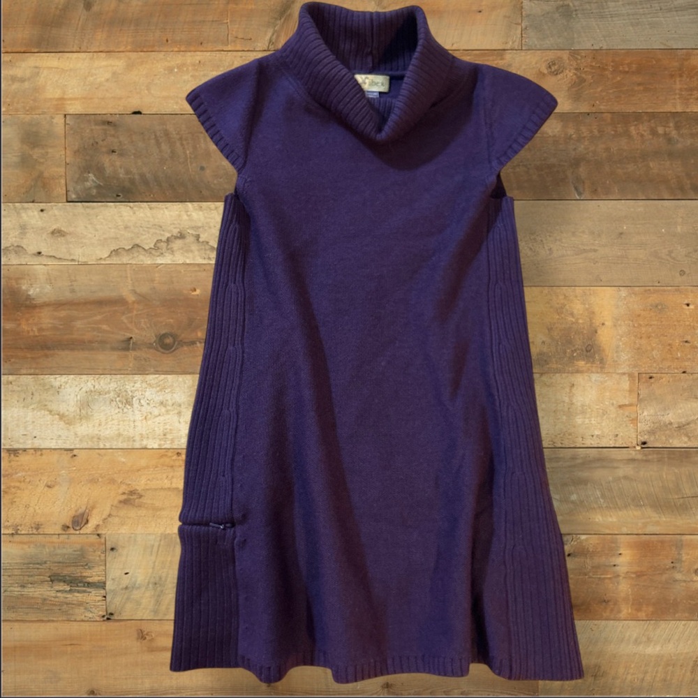 Ibex Cowl Neck Cap Sleeve 100% Merino Wool Tunic Sweater Size XS